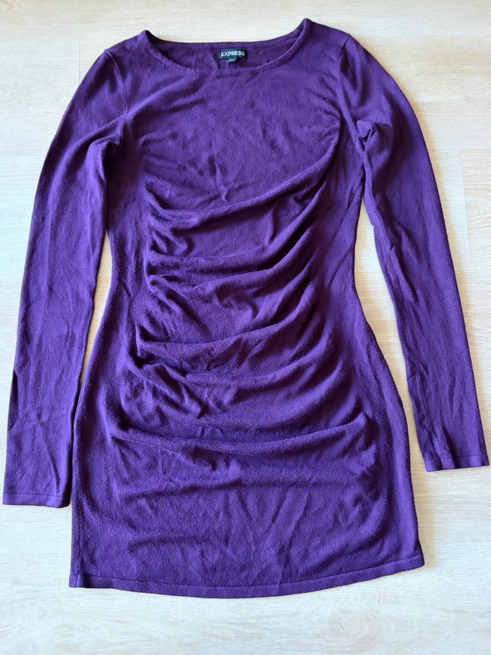 Express 2011 Plum Purple Ruched Bodycon Sweater Dress S